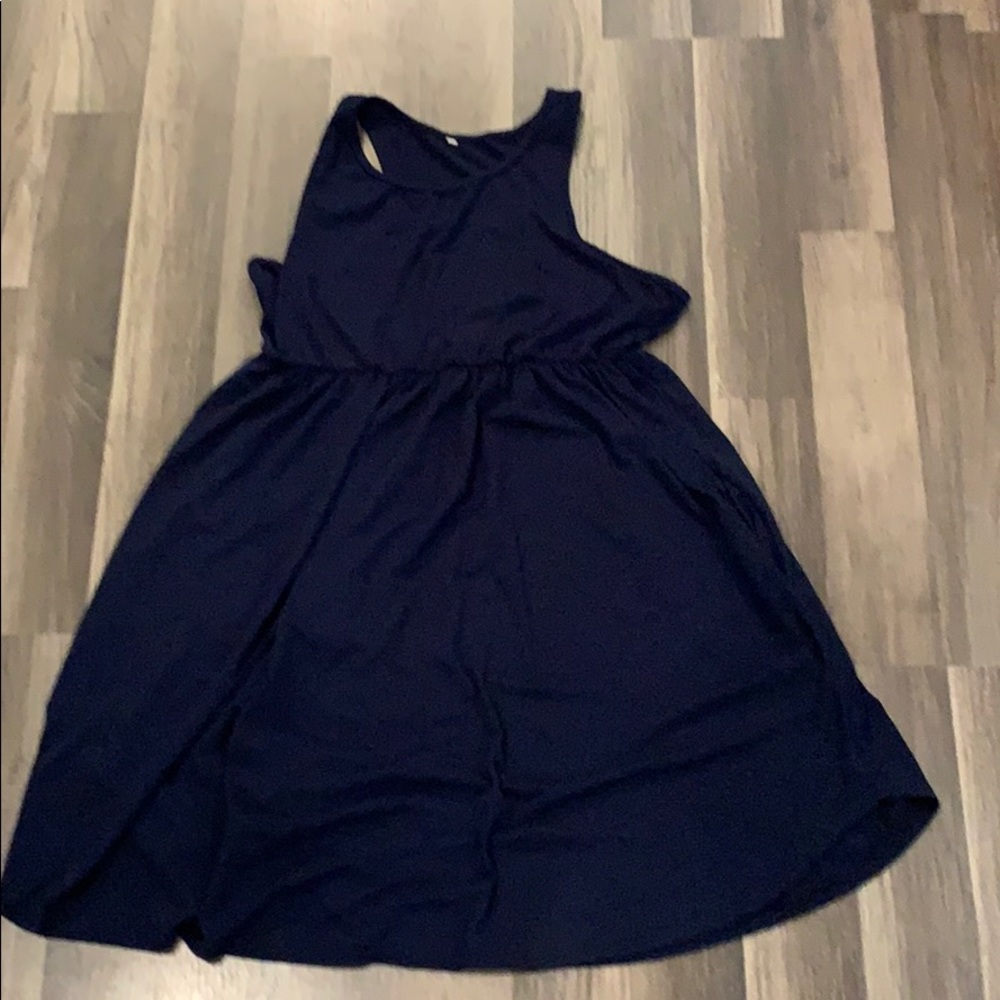Navy Racer back pocket dress